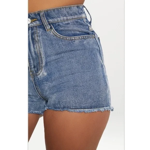 NWT PLT Blue High Waisted Denim Shorts - Picture 4 of 7
